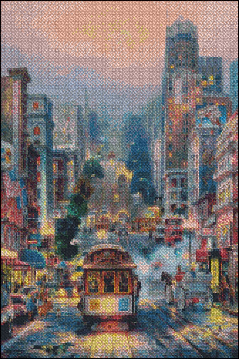 Powell Street - Counted Cross Stitch Patterns Embroidery Crafts Needlework DIY Chart DMC Color