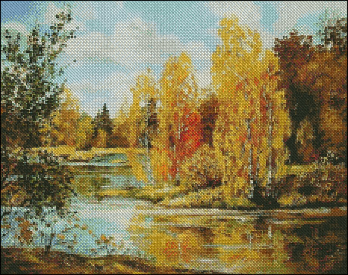 Russia Seasons Scenery 6 - Counted Cross Stitch Patterns Embroidery Crafts Needlework DIY Chart DMC Color
