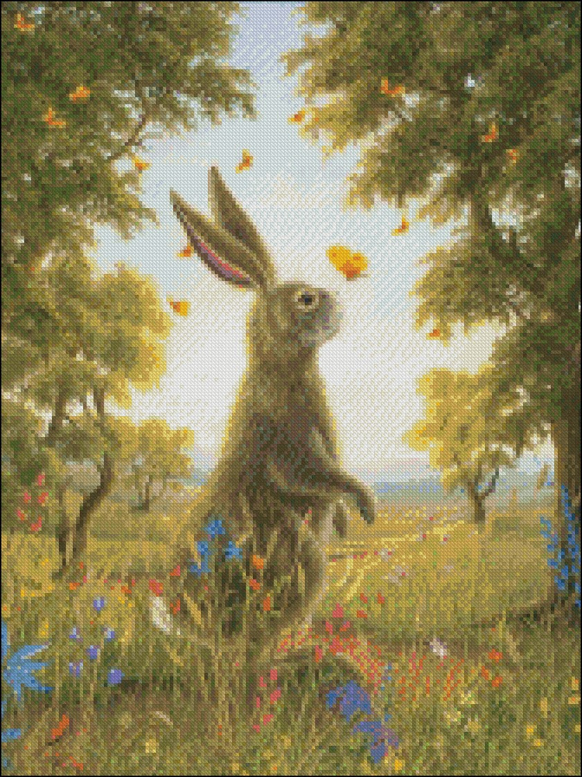 Rabbit’s Kiss - Counted Cross Stitch Patterns Embroidery Crafts Needlework DIY Chart DMC Color