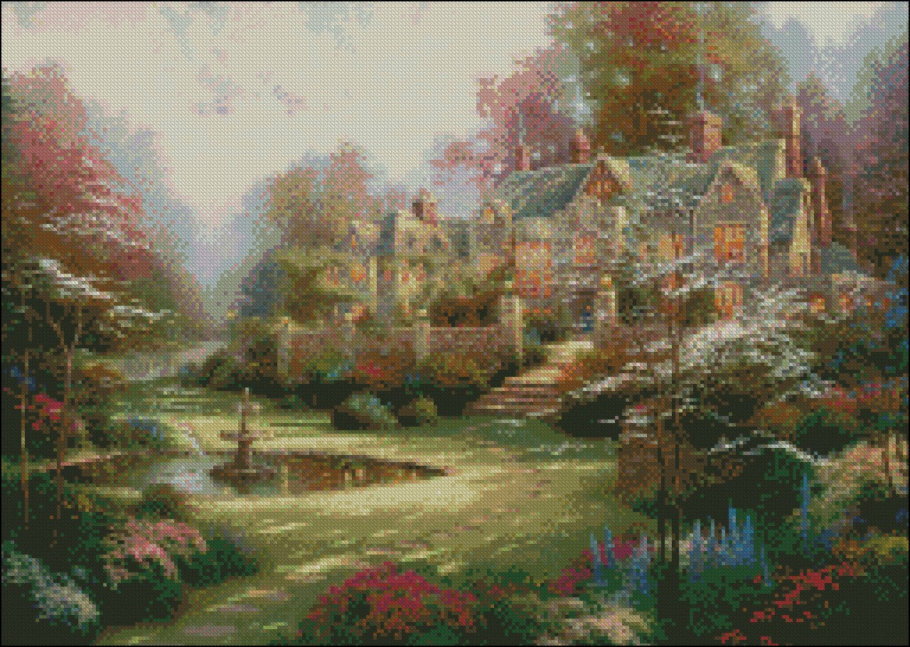 The Country House - Counted Cross Stitch Patterns Embroidery Crafts Needlework DIY Chart DMC Color