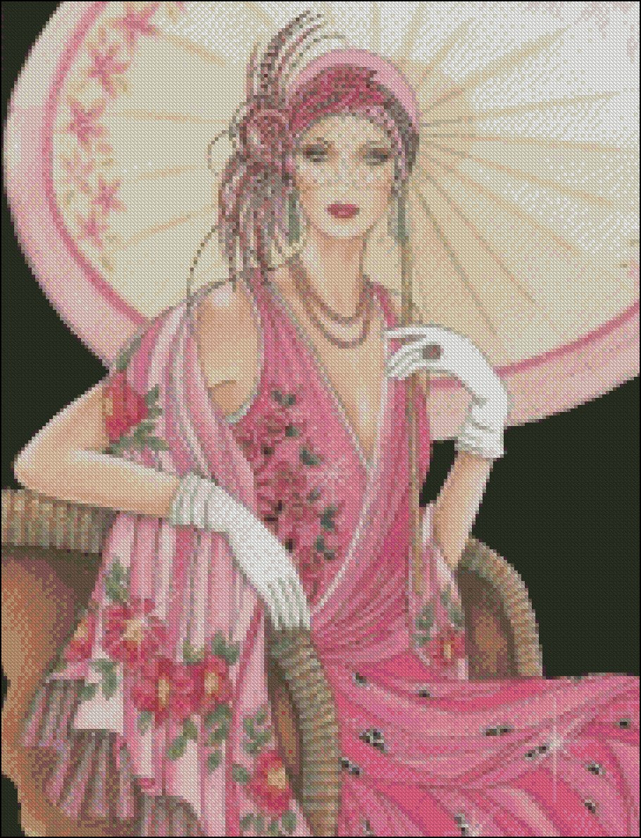 Art Deco Ladies 6 - Counted Cross Stitch Patterns Embroidery Crafts Needlework DIY Chart DMC Color