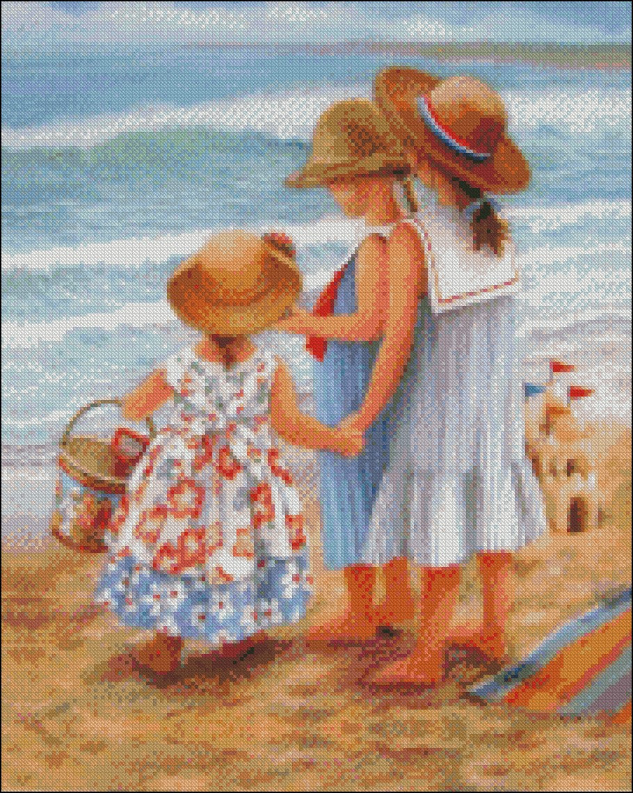 Sisters - Counted Cross Stitch Patterns Embroidery Crafts Needlework DIY Chart DMC Color
