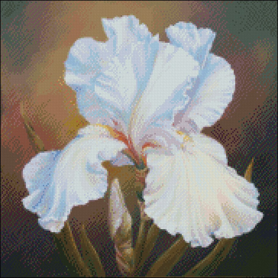 White Irises - Counted Cross Stitch Patterns Embroidery Crafts Needlework DIY Chart DMC Color