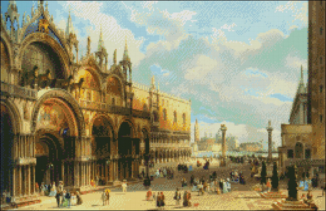 St. Marks and the Doges Palace, Venice - Counted Cross Stitch Patterns Embroidery Crafts Needlework DIY Chart DMC Color