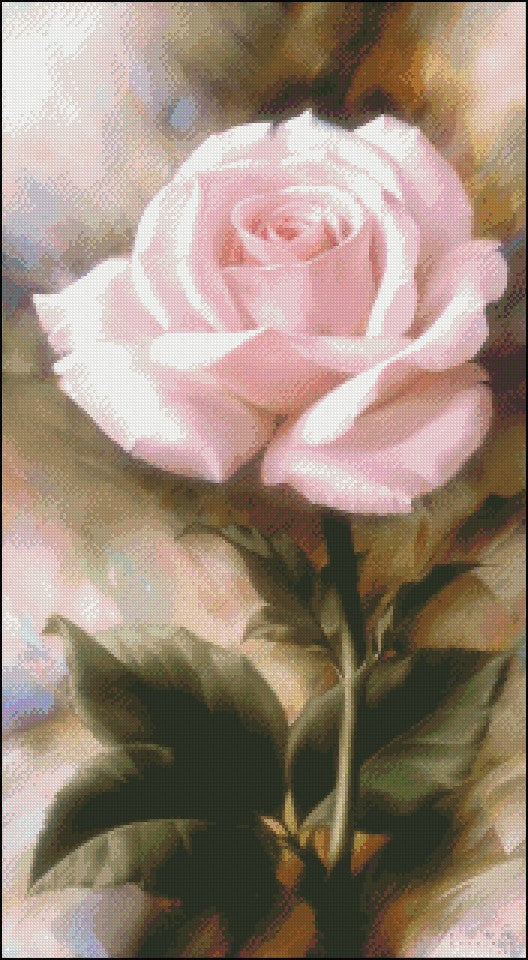 Single Rose - Counted Cross Stitch Patterns Embroidery Crafts Needlework DIY Chart DMC Color