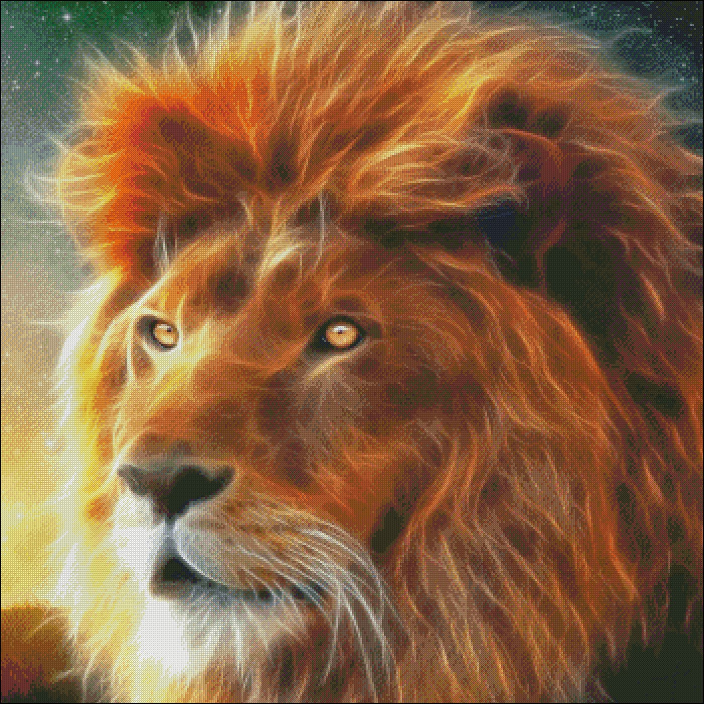 Lion Fractal - Counted Cross Stitch Patterns Embroidery Crafts Needlework DIY Chart DMC Color