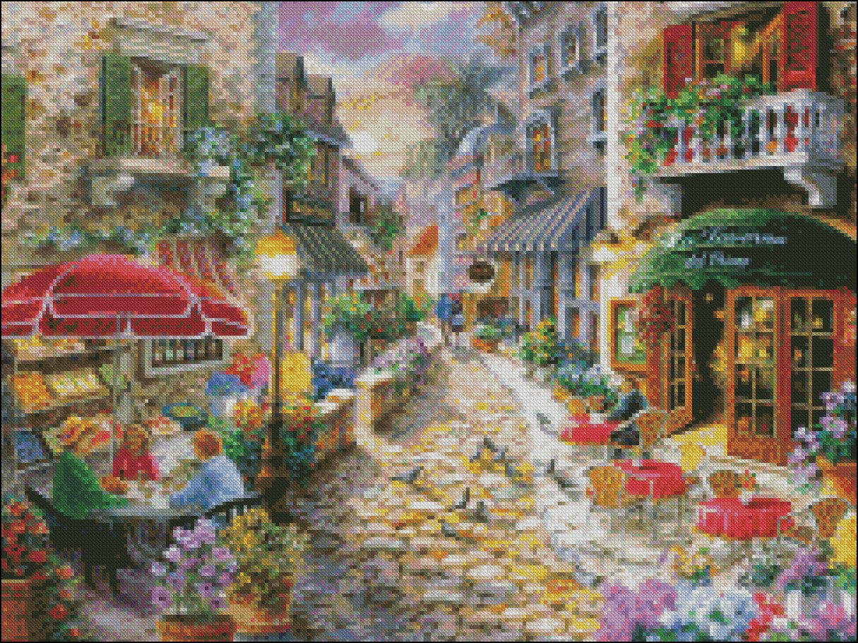 Late Afternoon in Italy - Counted Cross Stitch Patterns Embroidery Crafts Needlework DIY Chart DMC Color