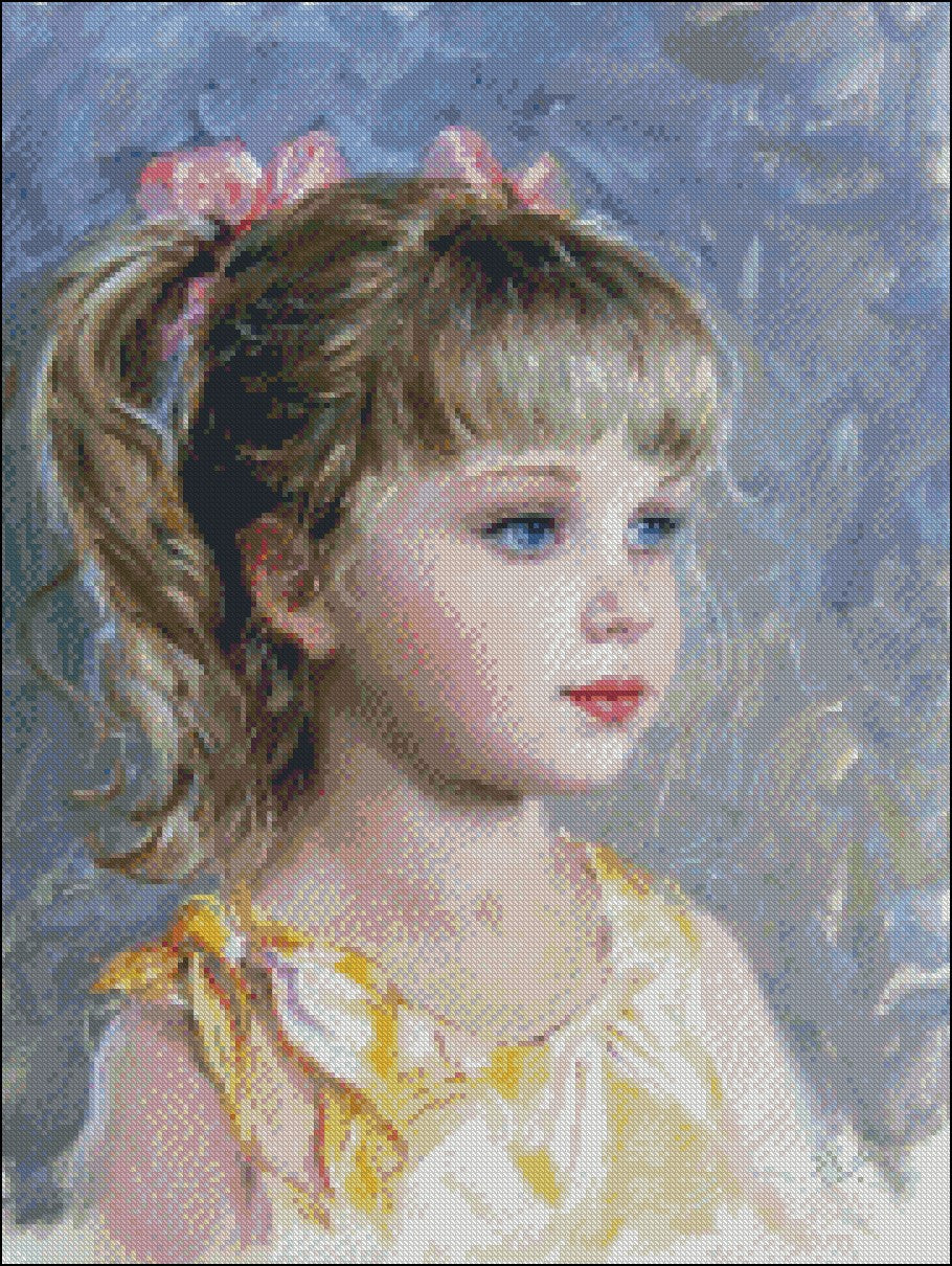 Childhood Girl 1 - Counted Cross Stitch Patterns Embroidery Crafts Needlework DIY Chart DMC Color