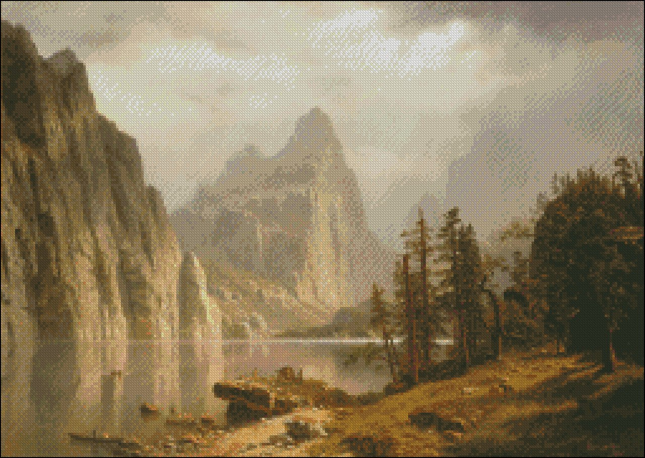 Merced River, Yosemite Valley - Counted Cross Stitch Patterns Embroidery Crafts Needlework DIY Chart DMC Color