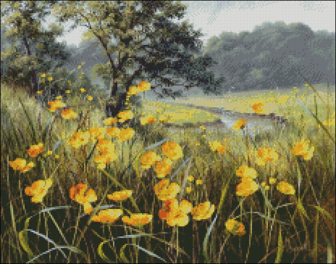 Meadow Flowers 2 - Counted Cross Stitch Patterns Embroidery Crafts Needlework DIY Chart DMC Color
