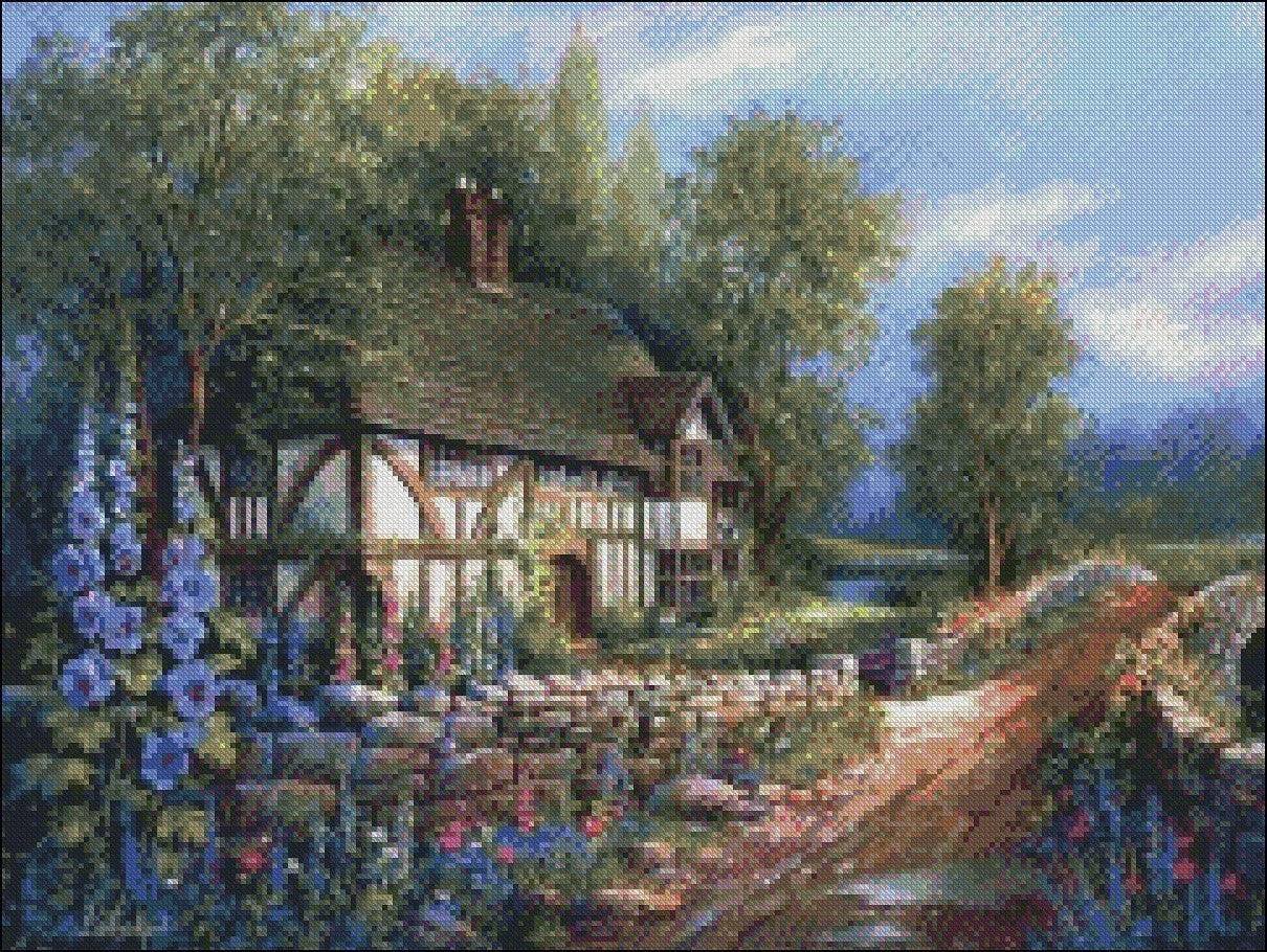 Roadside Inn - Counted Cross Stitch Patterns Embroidery Crafts Needlework DIY Chart DMC Color