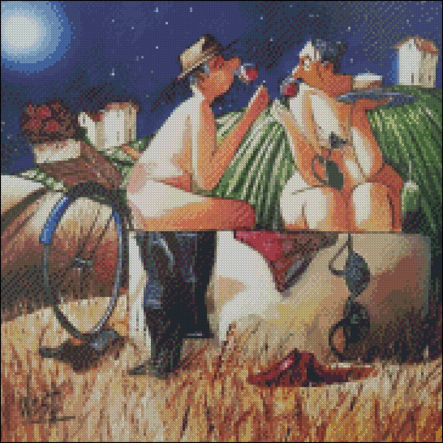 Wine Tasting 6 - Counted Cross Stitch Patterns Embroidery Crafts Needlework DIY Chart DMC Color
