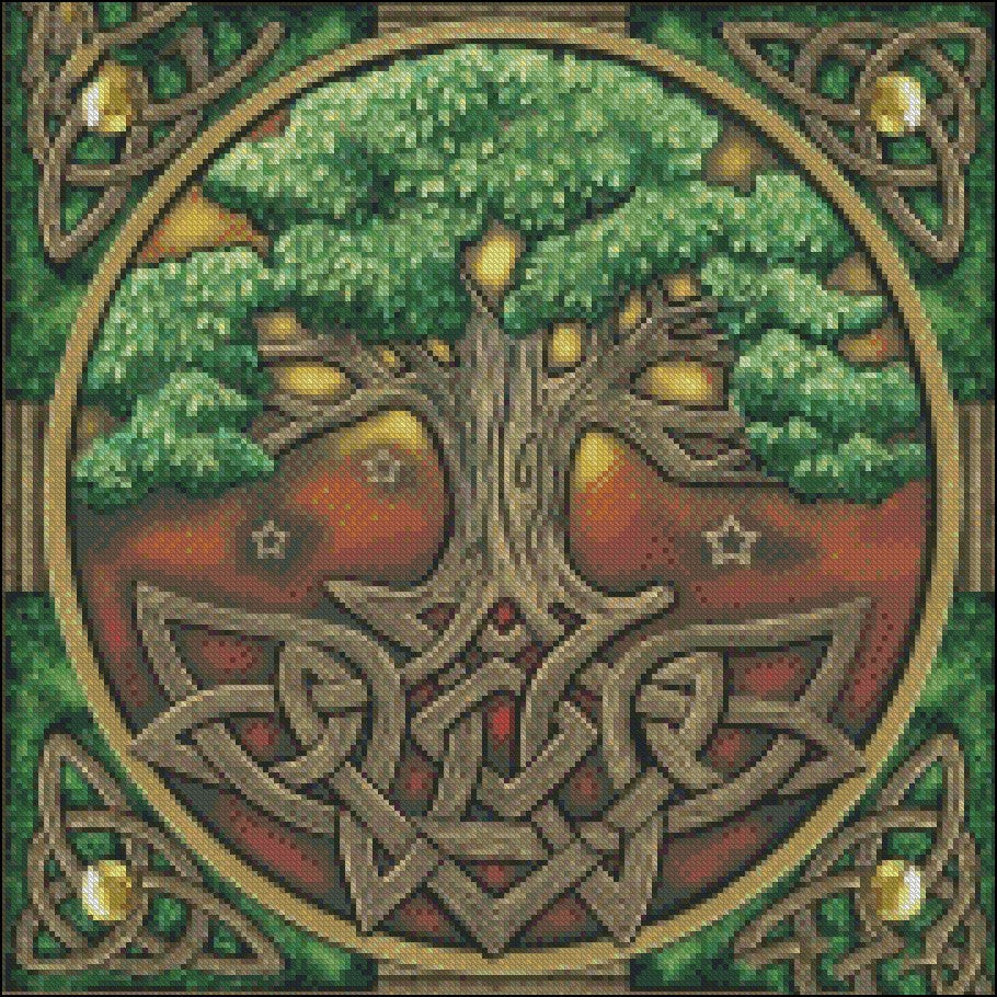 Celtic Tree of Life - Counted Cross Stitch Patterns Embroidery Crafts Needlework DIY Chart DMC Color