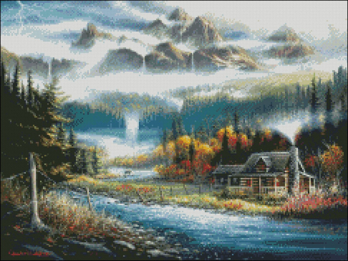 Valley Paradise - Counted Cross Stitch Patterns Embroidery Crafts Needlework DIY Chart DMC Color