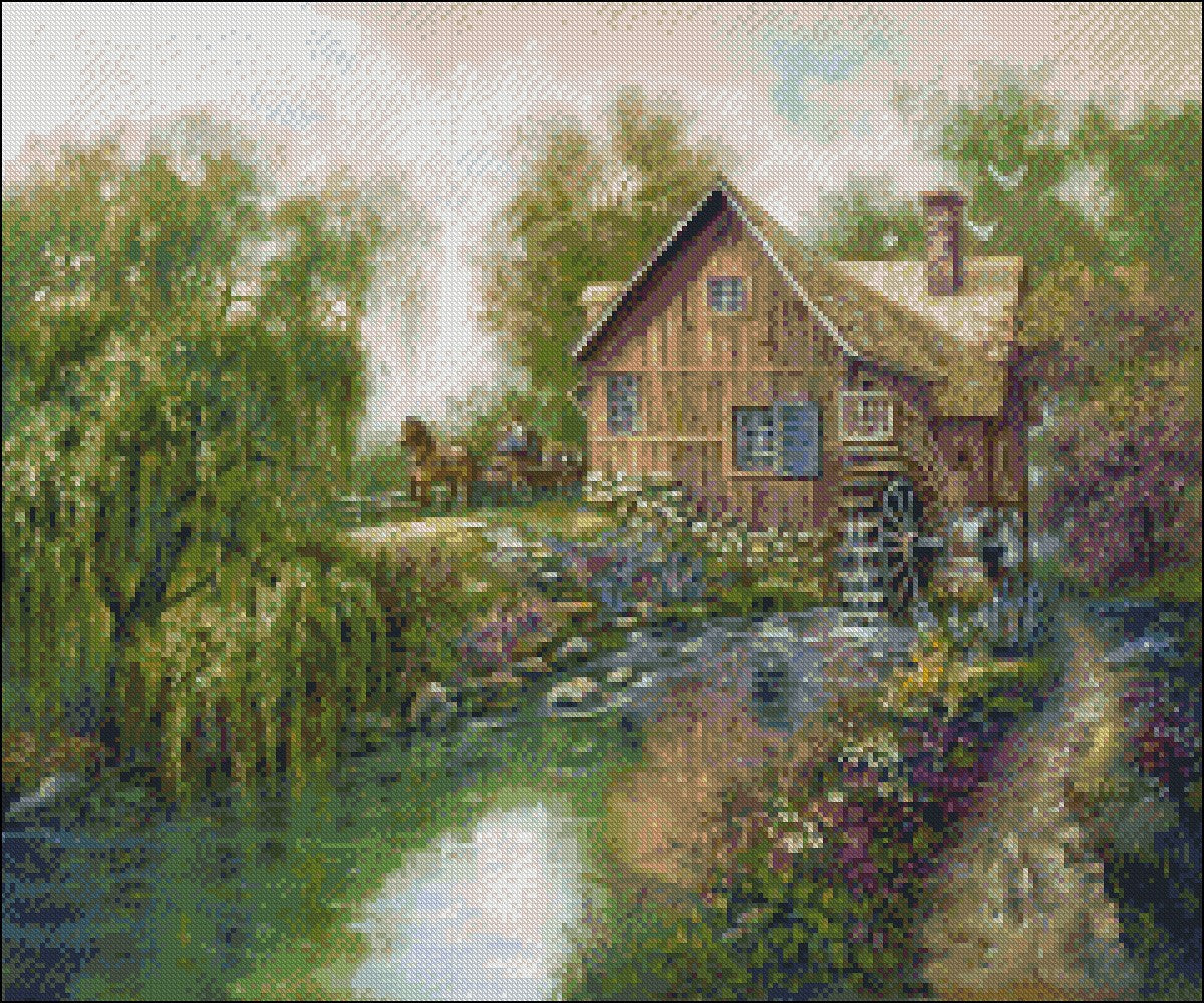 Willow Creek Mill - Counted Cross Stitch Patterns Embroidery Crafts Needlework DIY Chart DMC Color