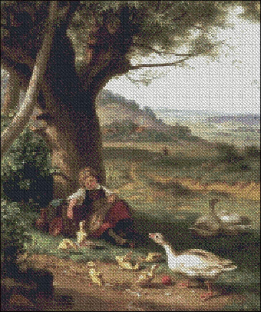 Children's Geese 6 - Counted Cross Stitch Patterns Embroidery Crafts Needlework DIY Chart DMC Color