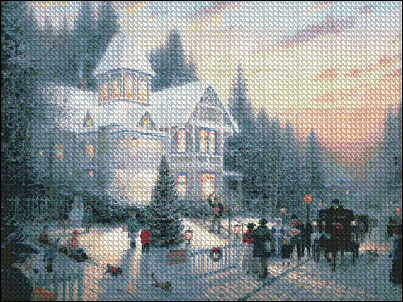 Victorian Christmas 1 - Counted Cross Stitch Patterns Embroidery Crafts Needlework DIY Chart DMC Color