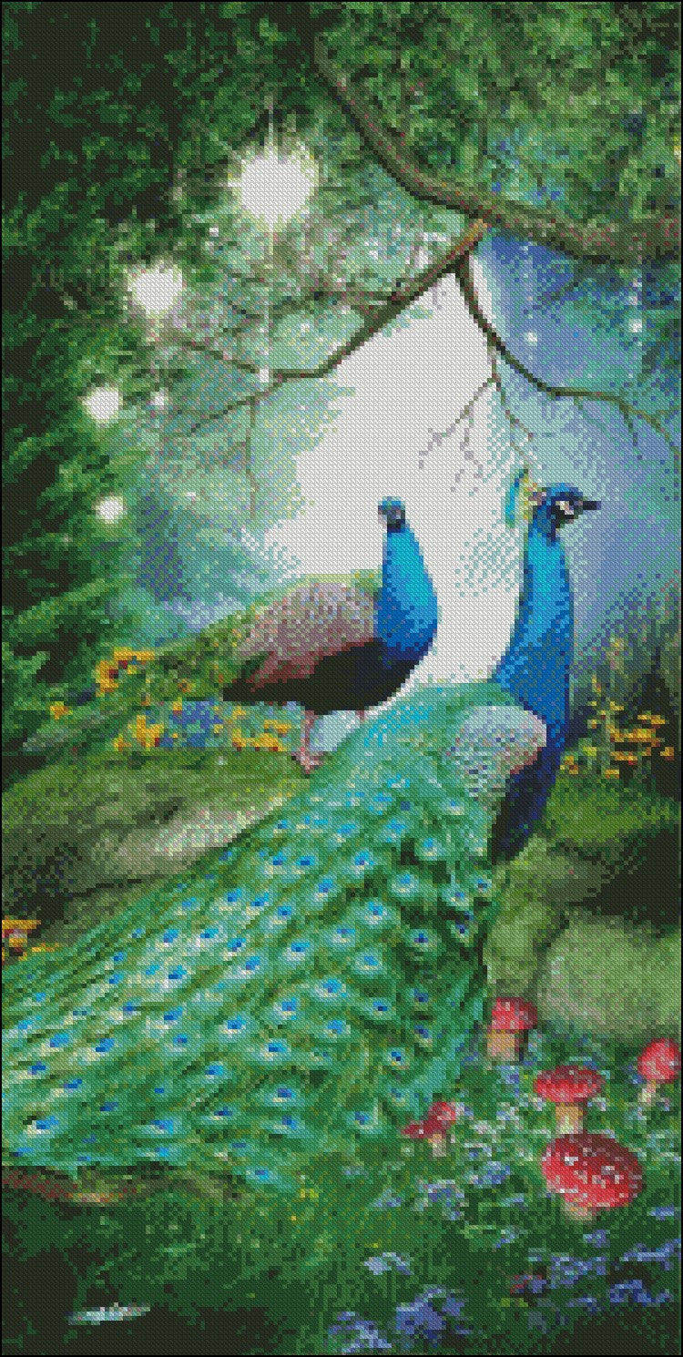 Peacock Collection 24 - Counted Cross Stitch Patterns Embroidery Crafts Needlework DIY Chart DMC Color