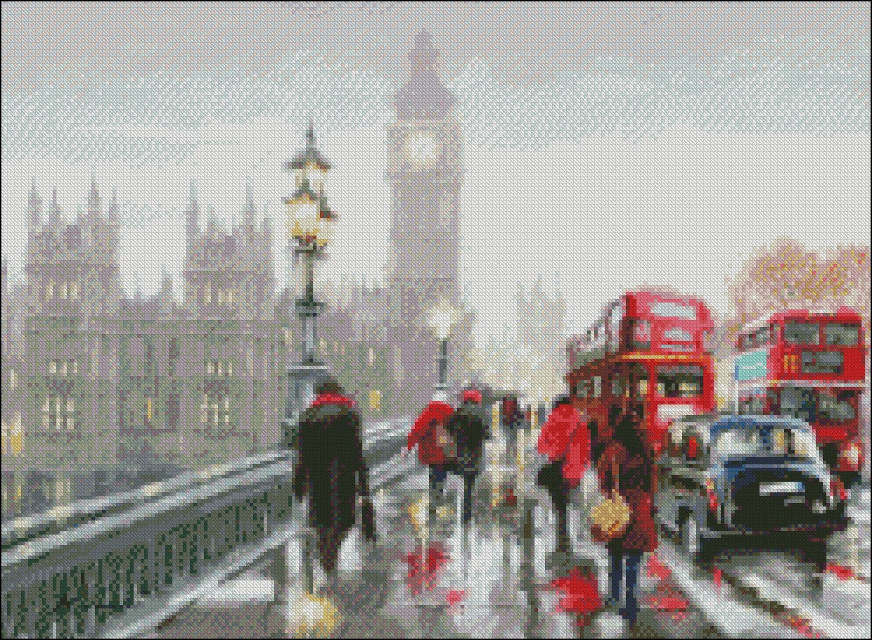 Westminster Bridge - Counted Cross Stitch Patterns Embroidery Crafts Needlework DIY Chart DMC Color
