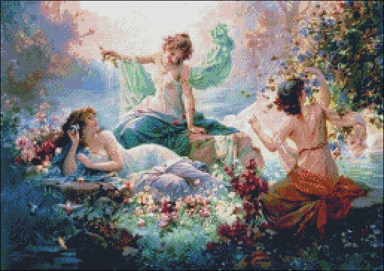 Nymphs - Counted Cross Stitch Patterns Embroidery Crafts Needlework DIY Chart DMC Color