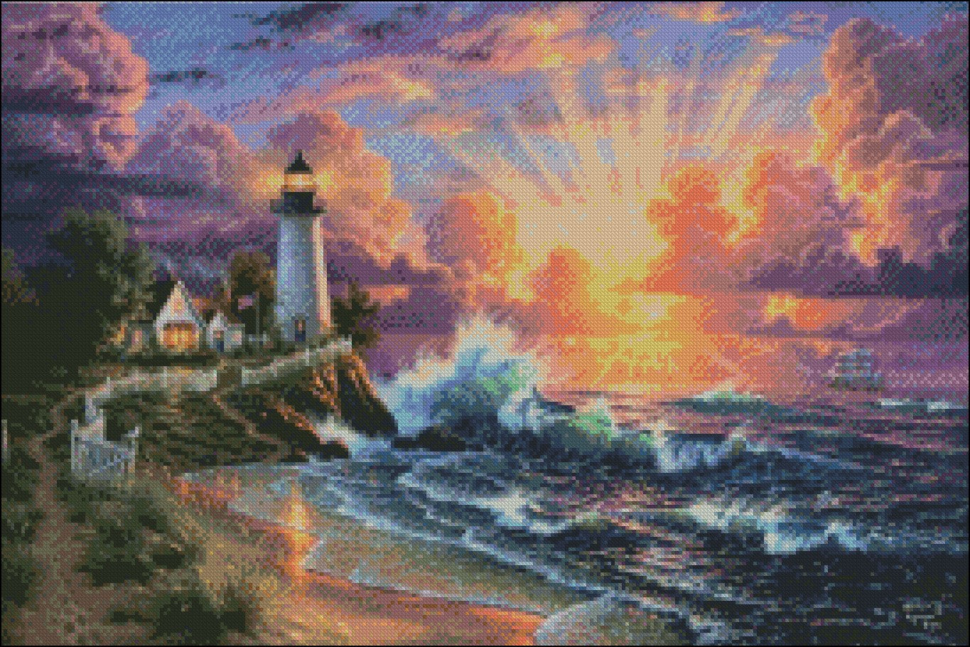 Light of Hope - Counted Cross Stitch Patterns Embroidery Crafts Needlework DIY Chart DMC Color