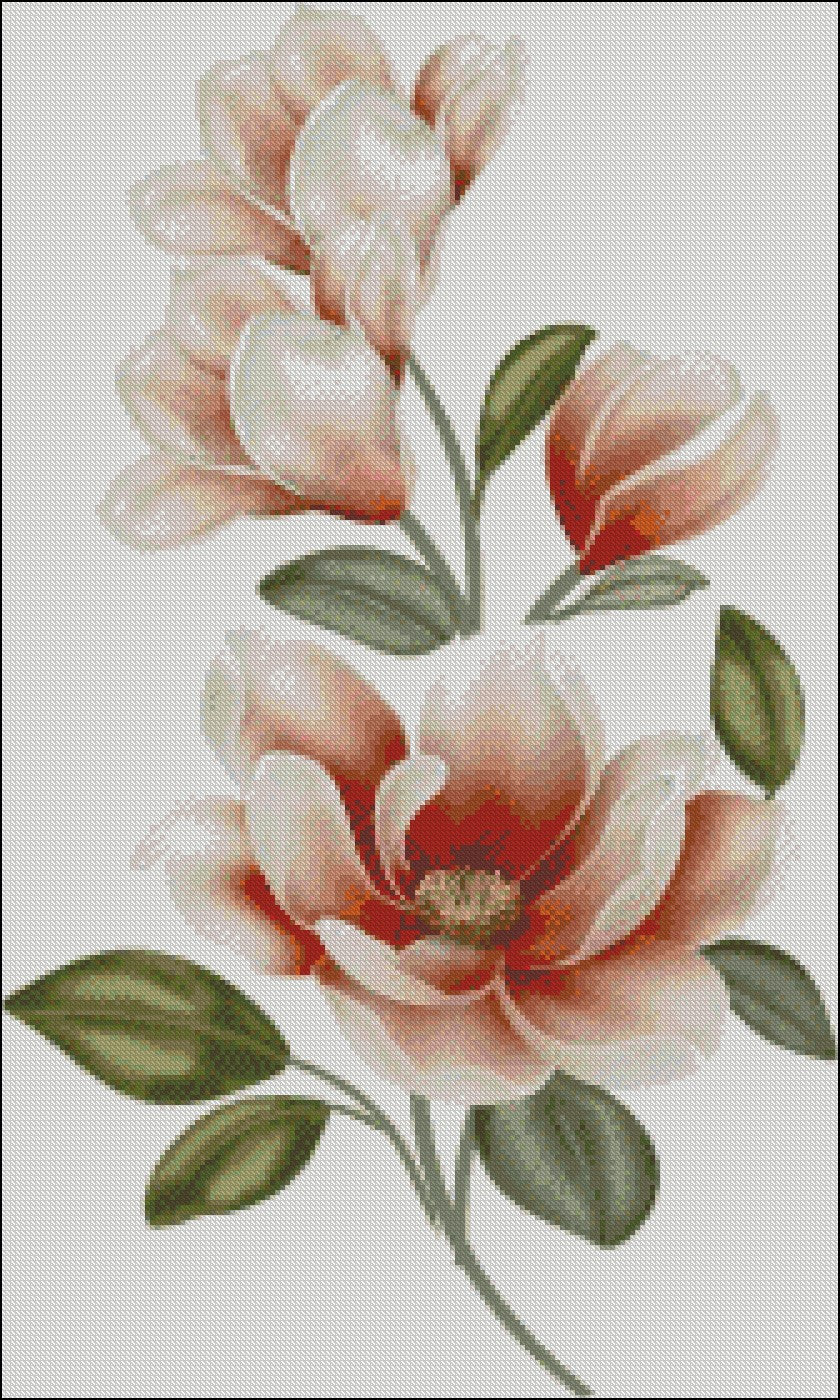 Delicate Magnolia - Counted Cross Stitch Patterns Embroidery Crafts Needlework DIY Chart DMC Color