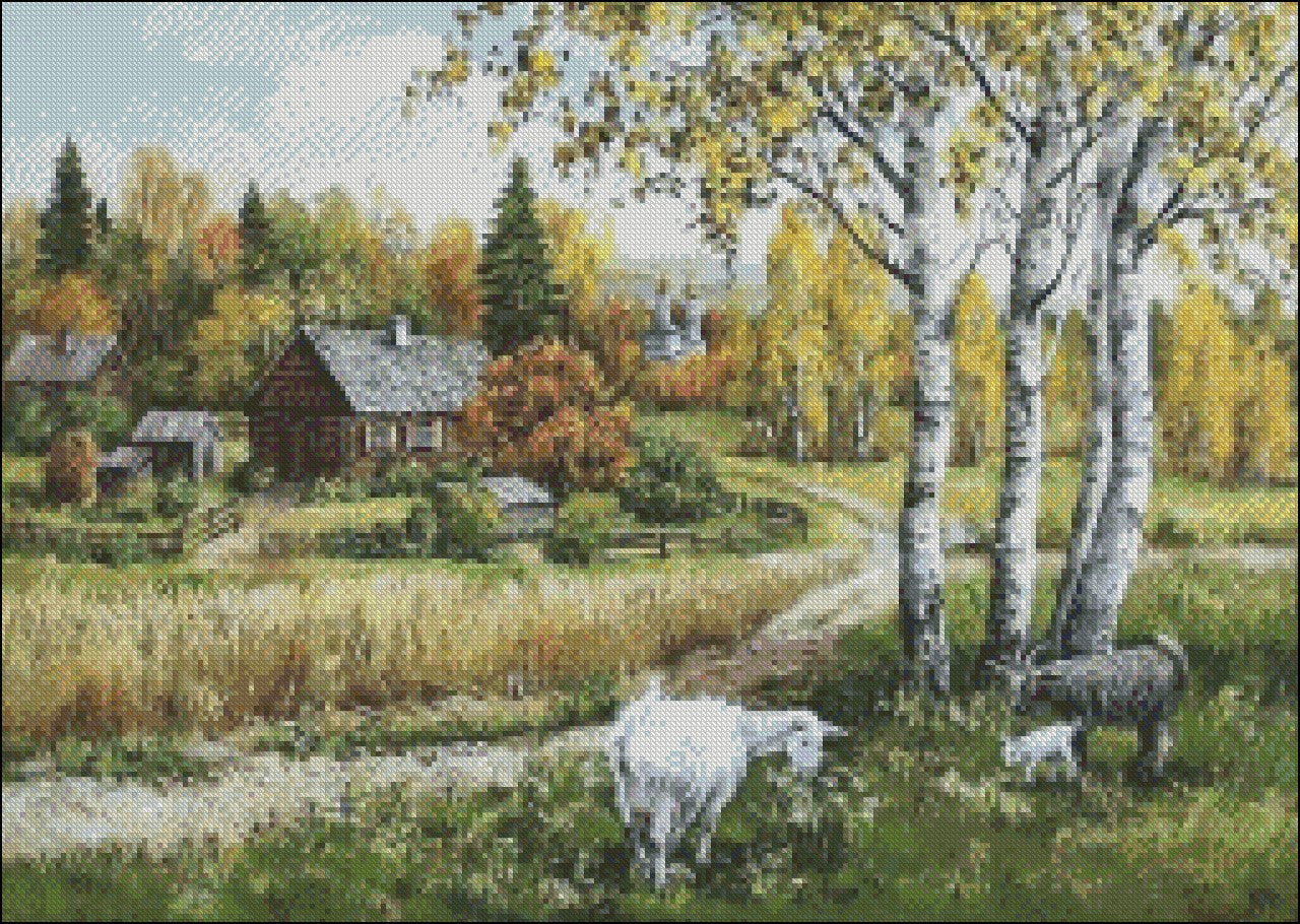 Russia Seasons Scenery 12 - Counted Cross Stitch Patterns Embroidery Crafts Needlework DIY Chart DMC Color