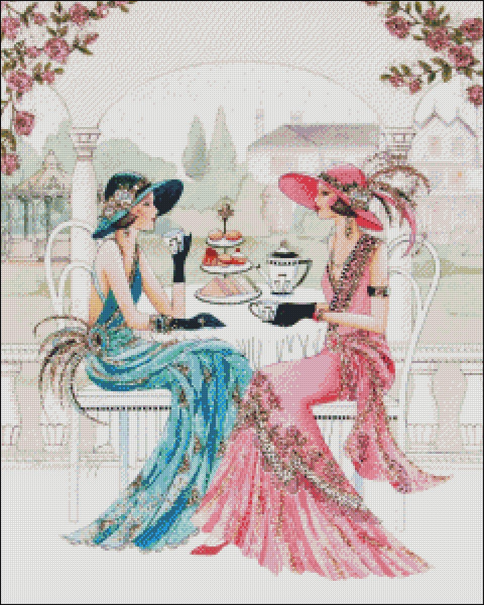 Art Deco Lady II - Counted Cross Stitch Patterns Embroidery Crafts Needlework DIY Chart DMC Color