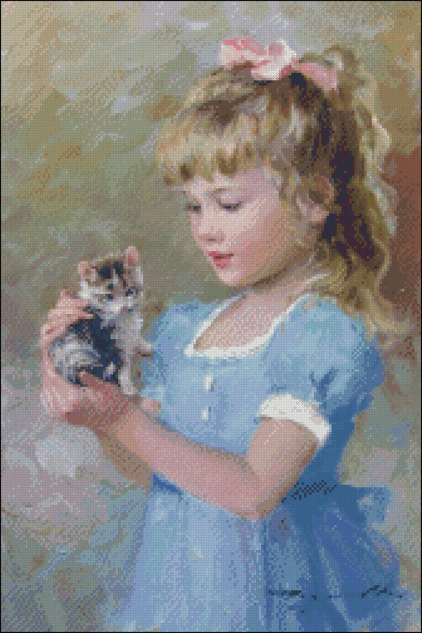 Childhood Girl 4 - Counted Cross Stitch Patterns Embroidery Crafts Needlework DIY Chart DMC Color